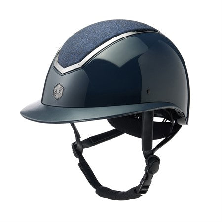 Charles Owen Kylo Glossy Mips Ridehjelm m. Bred Skygge - Navy/Sparkley Grey