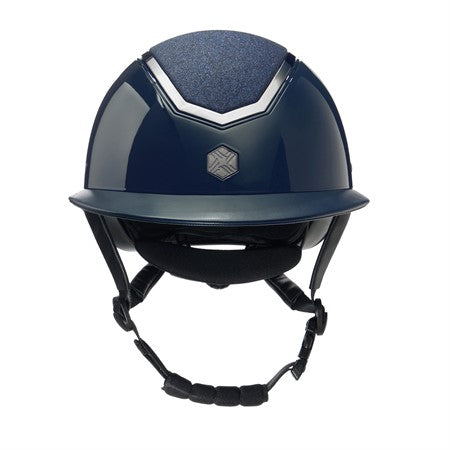 Charles Owen Kylo Glossy Mips Ridehjelm m. Bred Skygge - Navy/Sparkley Grey