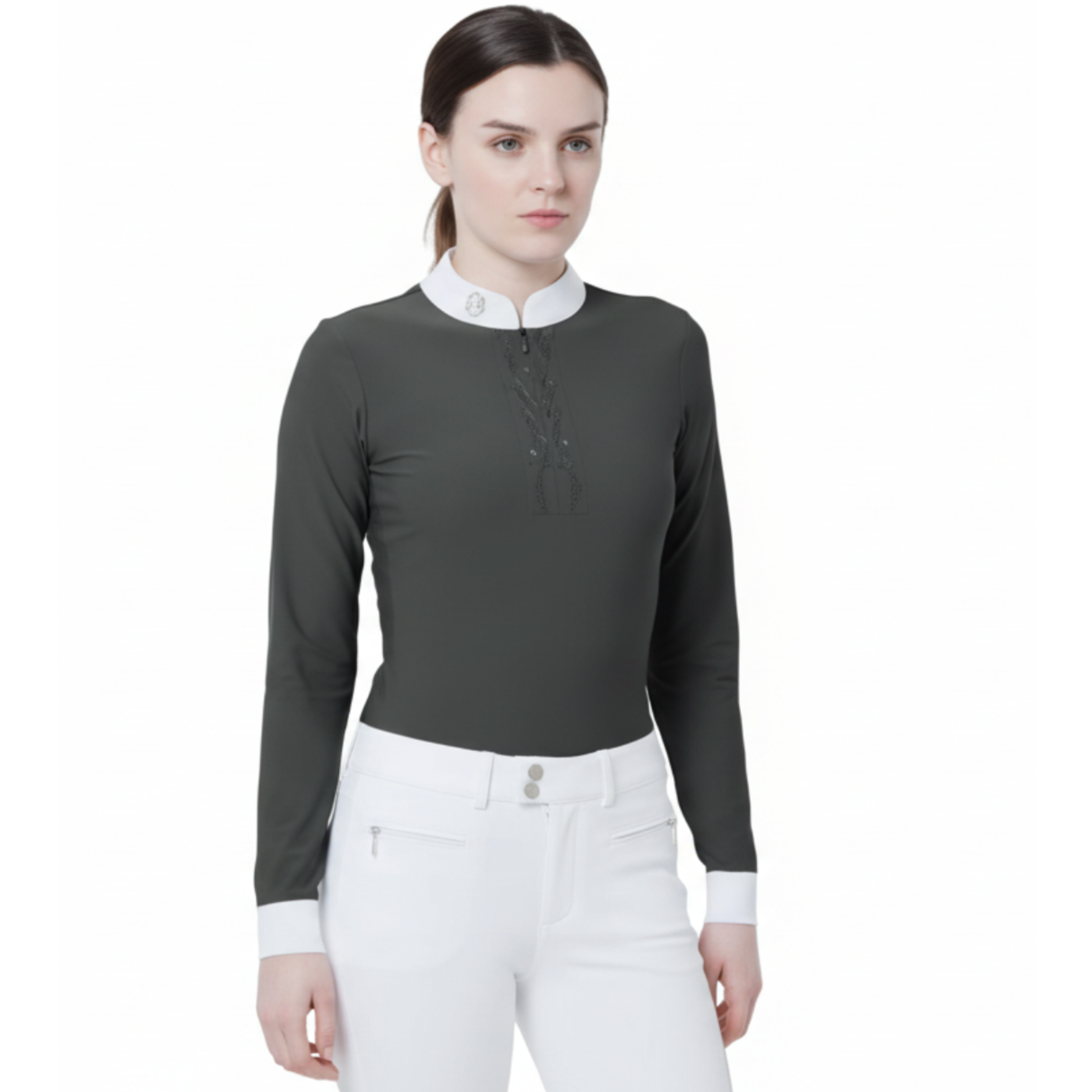 Samshield Loise Crystal Leaf Langærmet Stævneshirt - Magnet