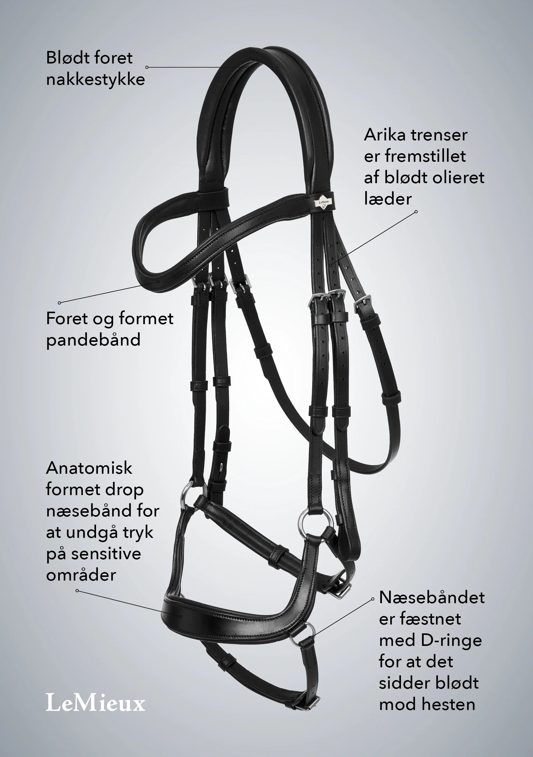 LeMieux Arika Drop Trense - Sort/Sølv