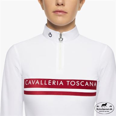 Cavalleria Toscana Flocked Logo Stripe Stævneshirt Til Børn - Hvid