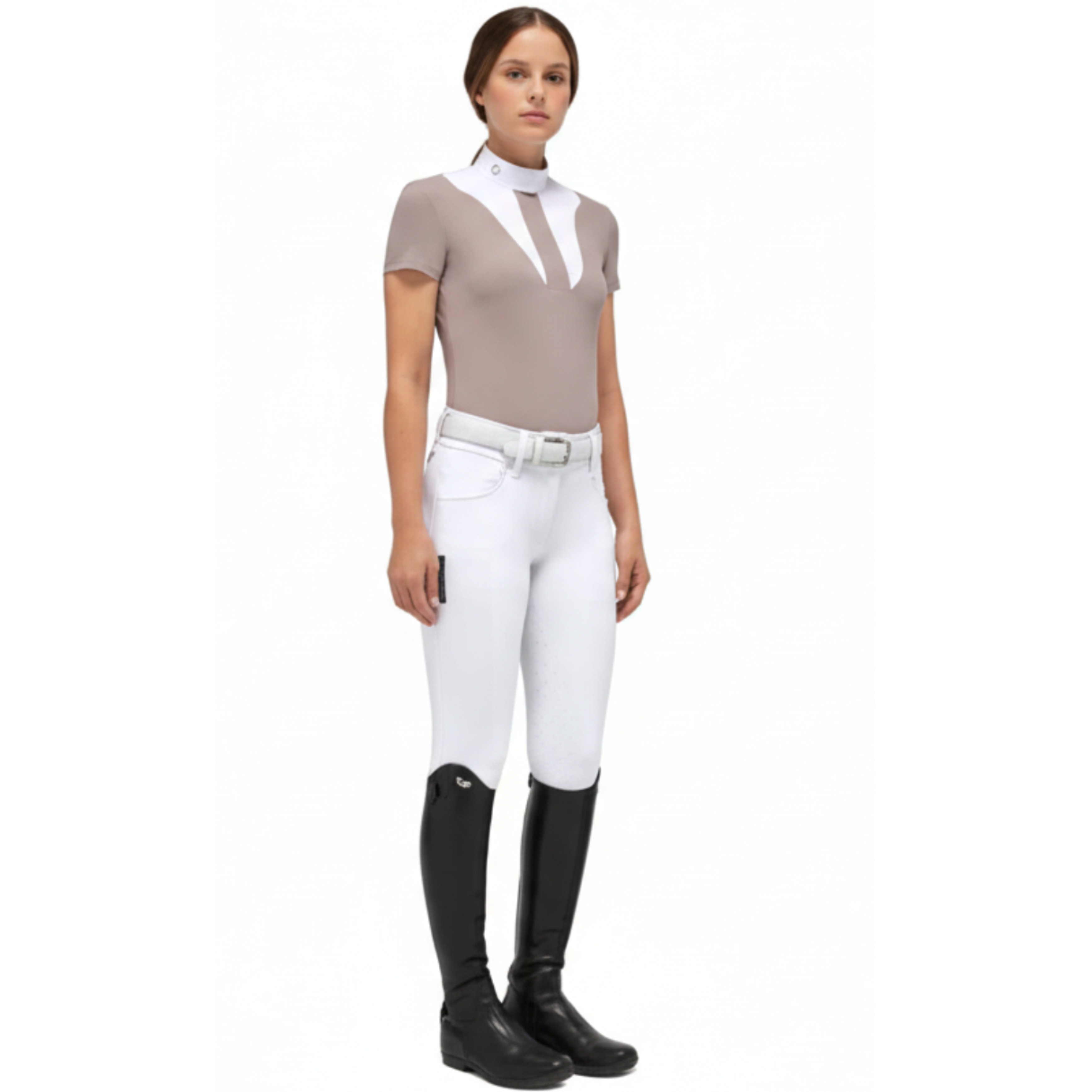 Cavalleria Toscana Jersey Poplin Bib Stævneshirt - Lys Taupe