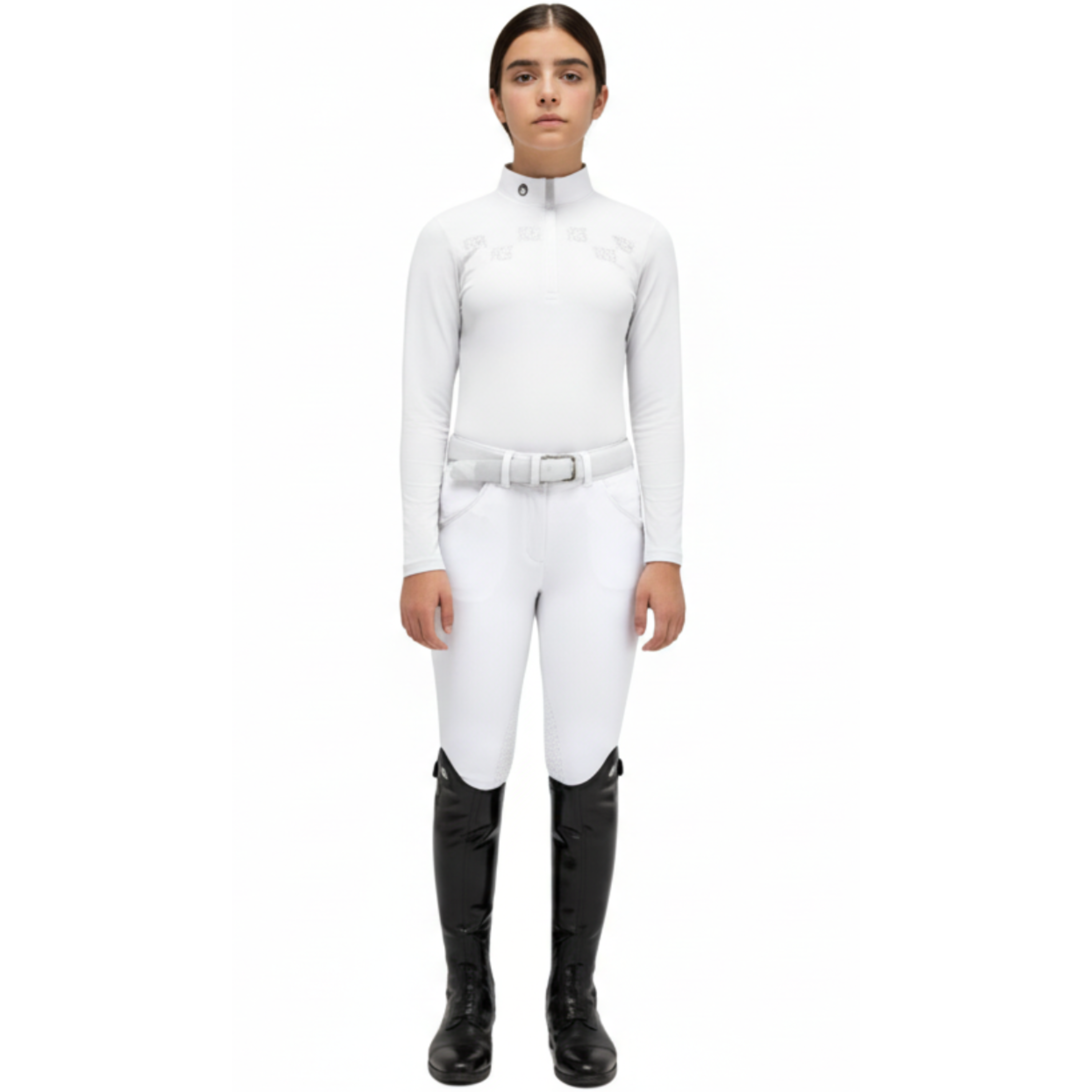 Cavalleria Toscana Mini Orbit Print Jersey Langærmet Stævnetrøje - Hvid