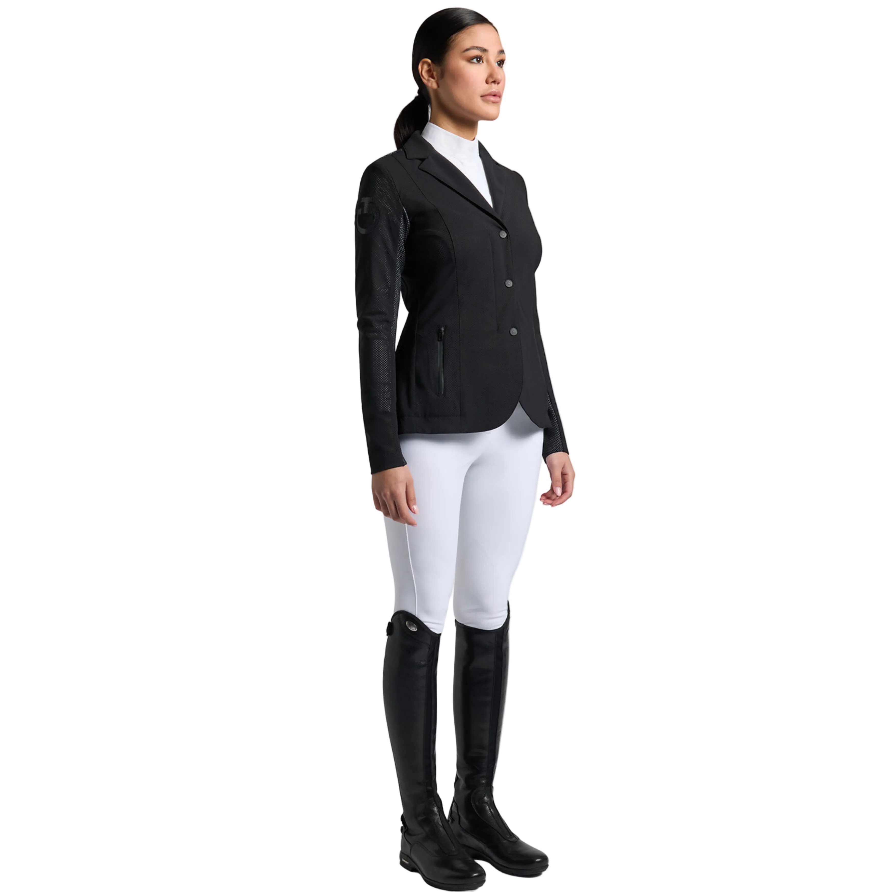 Cavalleria Toscana Revo Perforated Stævnejakke M. Knapper & Lynlås - Sort