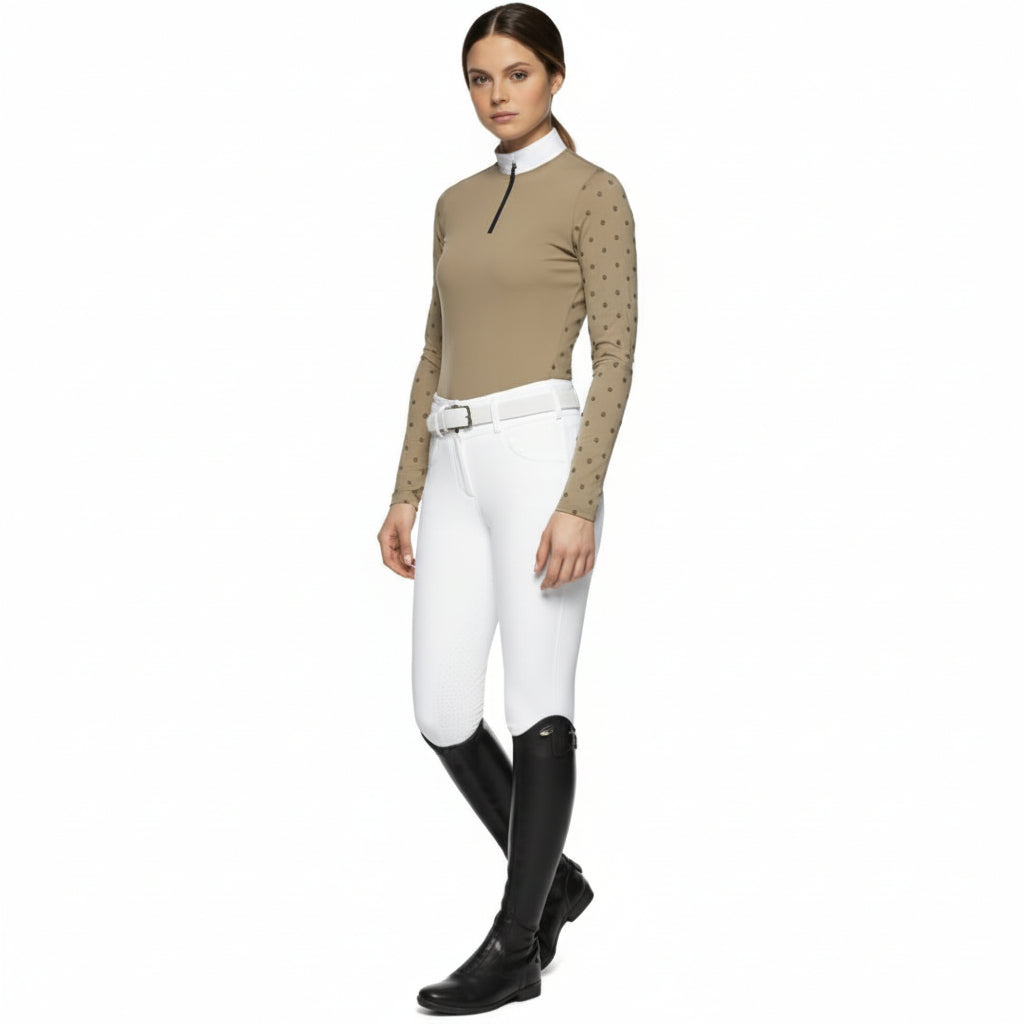 Cavalleria Toscana Mini Flock Jersey Langærmet Stævnebluse - Light Olive