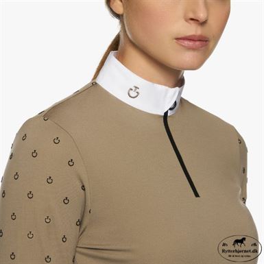 Cavalleria Toscana Mini Flock Jersey Langærmet Stævnebluse - Light Olive