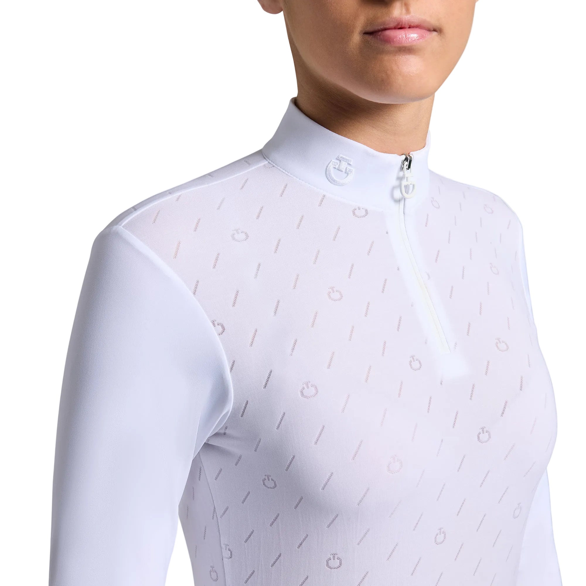 Cavalleria Toscana Jaquard Jersey Langærmet Stævnebluse - Hvid