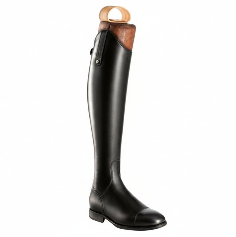 DeNiro Tricolore Smooth Læderridestøvler u. Snører m. Sidestrop - Sort