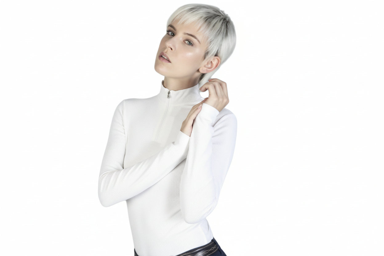 Equestro Artemis Langærmet Poloshirt - Hvid