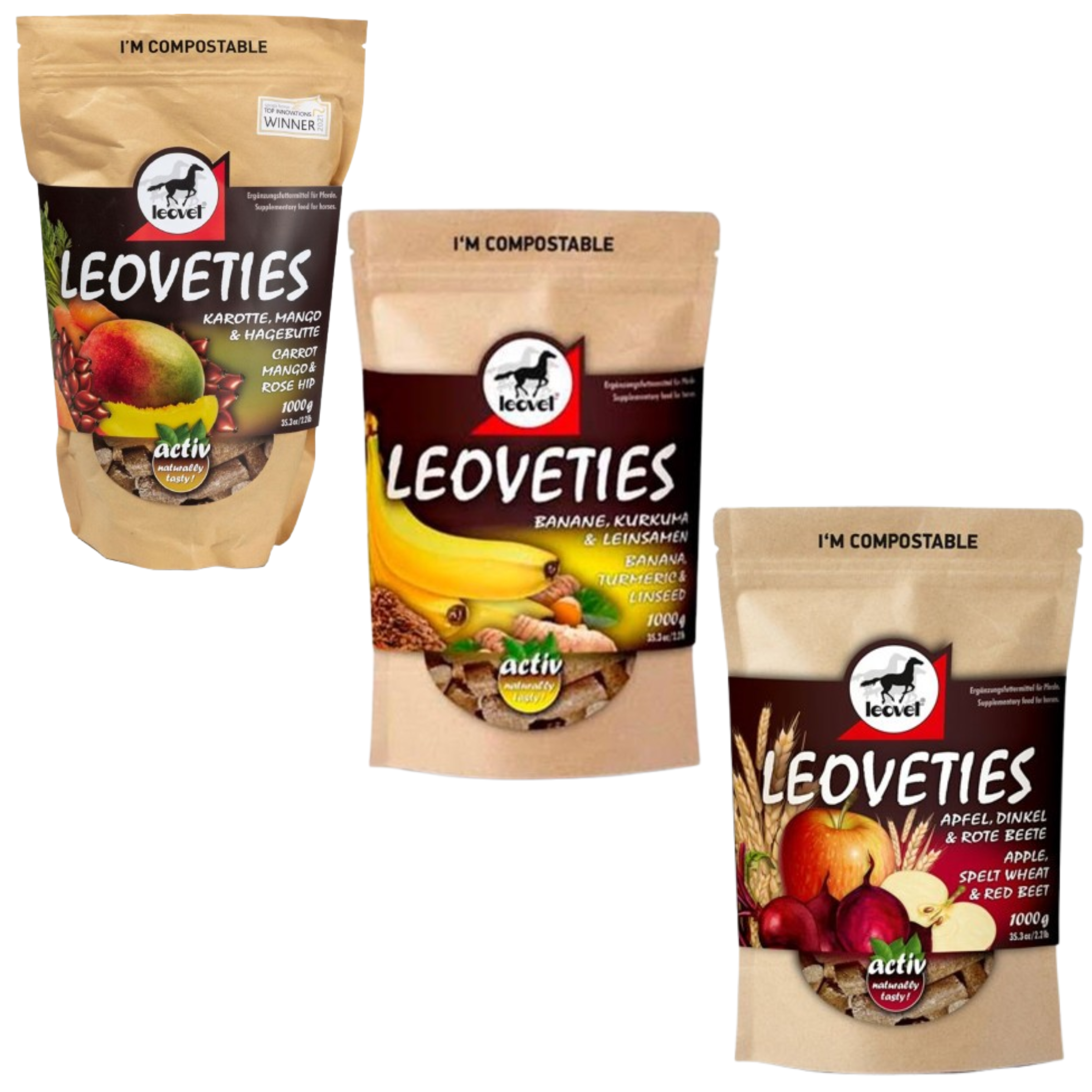 Leoveties Hestegodbidder, 1 kg. - Flere smagsvarianter