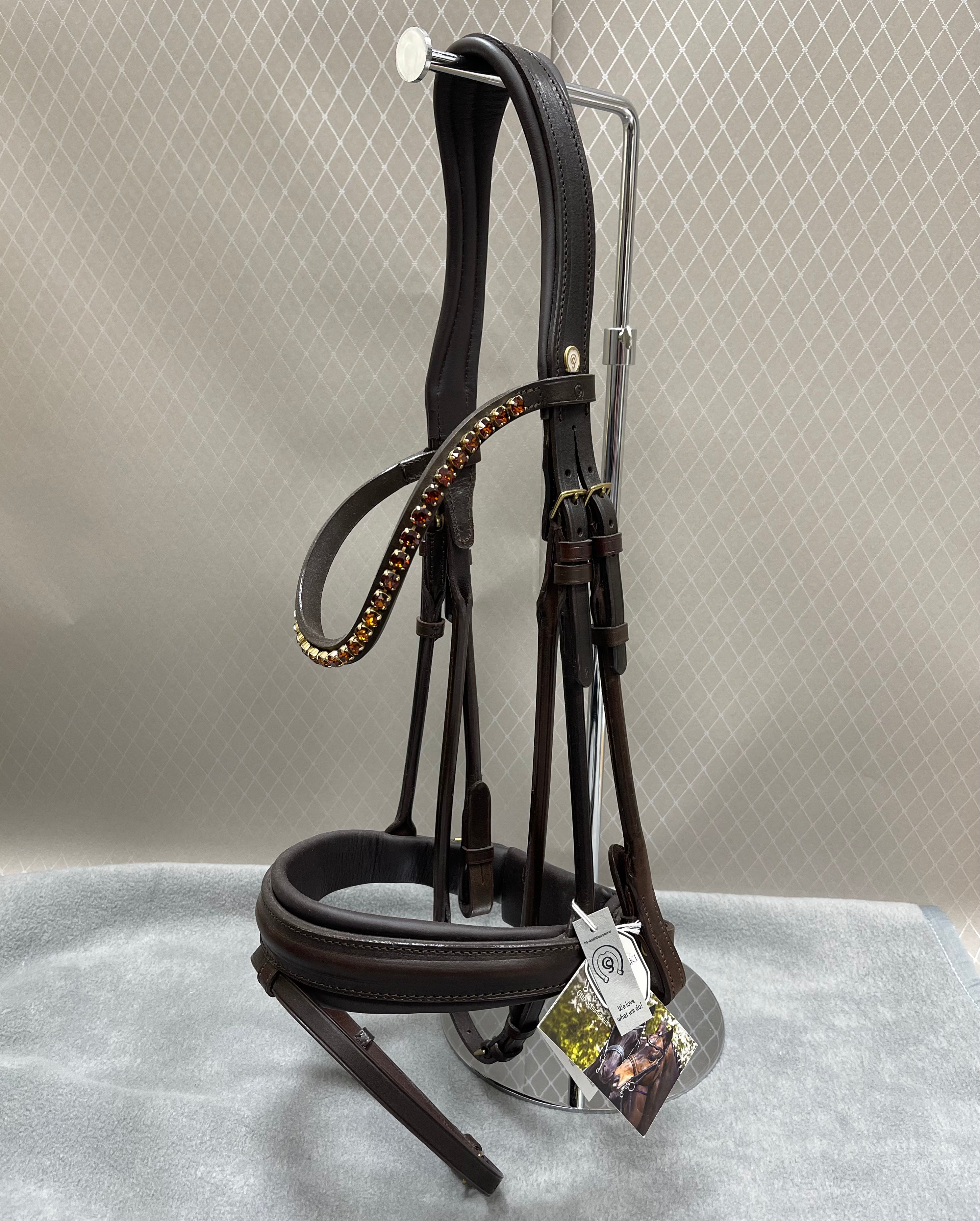 OS Bellevue Elegant Trense M. FG Nb. + Comfort Tøjle - Chocolate/Messing