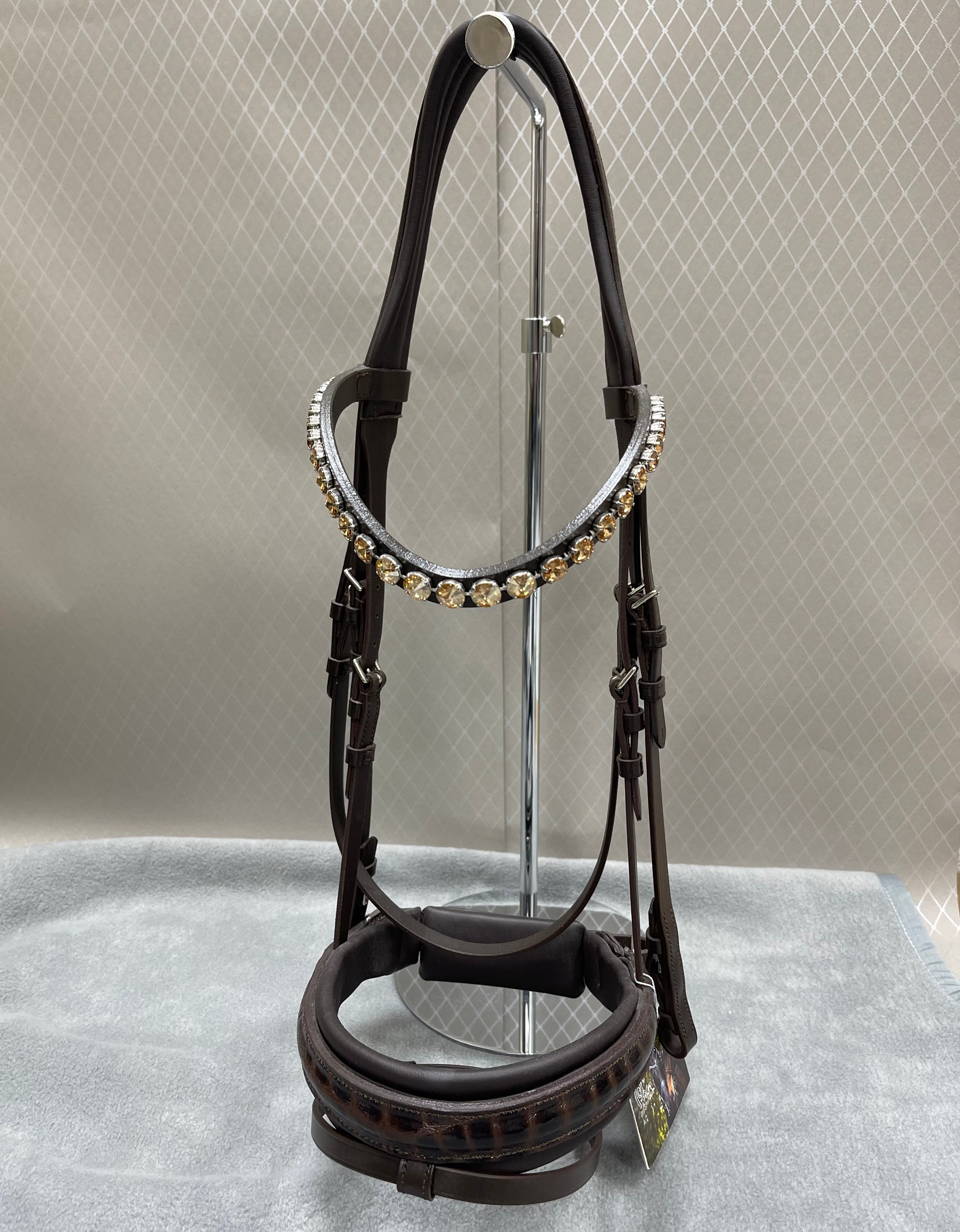 OS Elegant Trense m. FG Næsebånd Croco Lak. - Chocolate