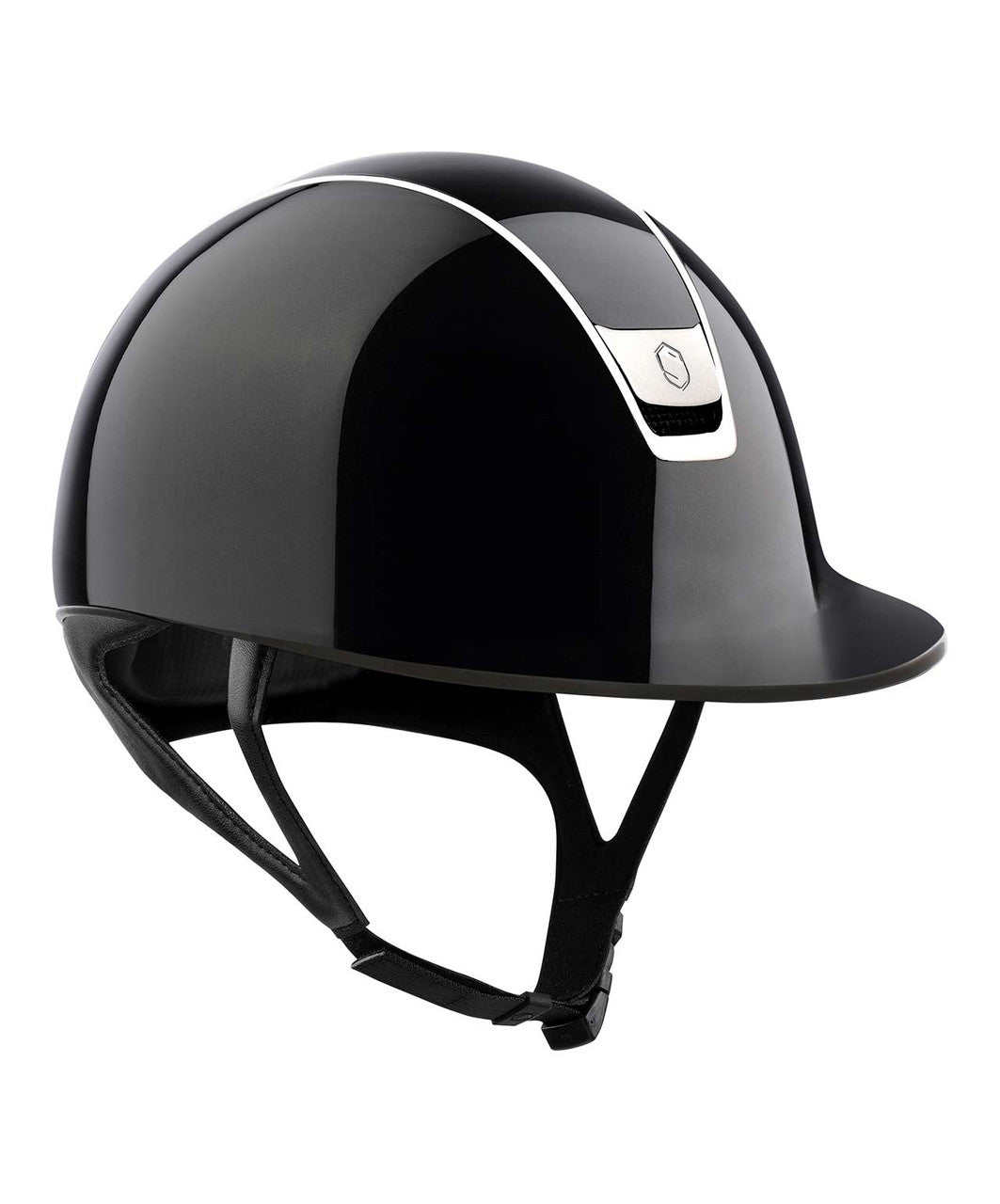 Samshield Glossy Ridehjelm m. Black Chrome & Dressur Cut - Sort