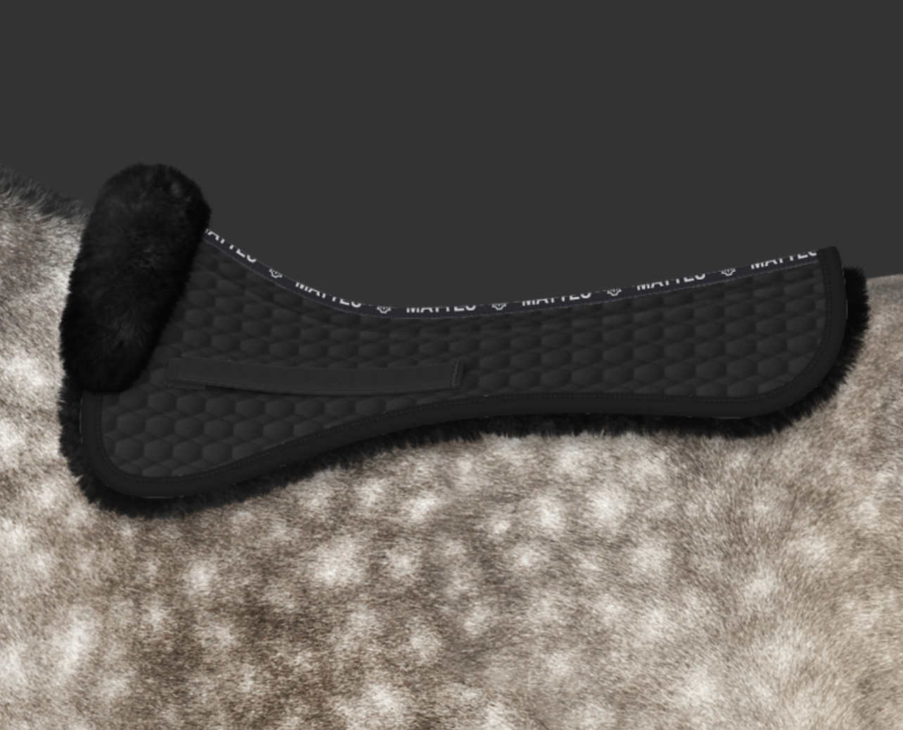 Mattes Dressur Lammepad m. Kant Foran - Sort/Sort