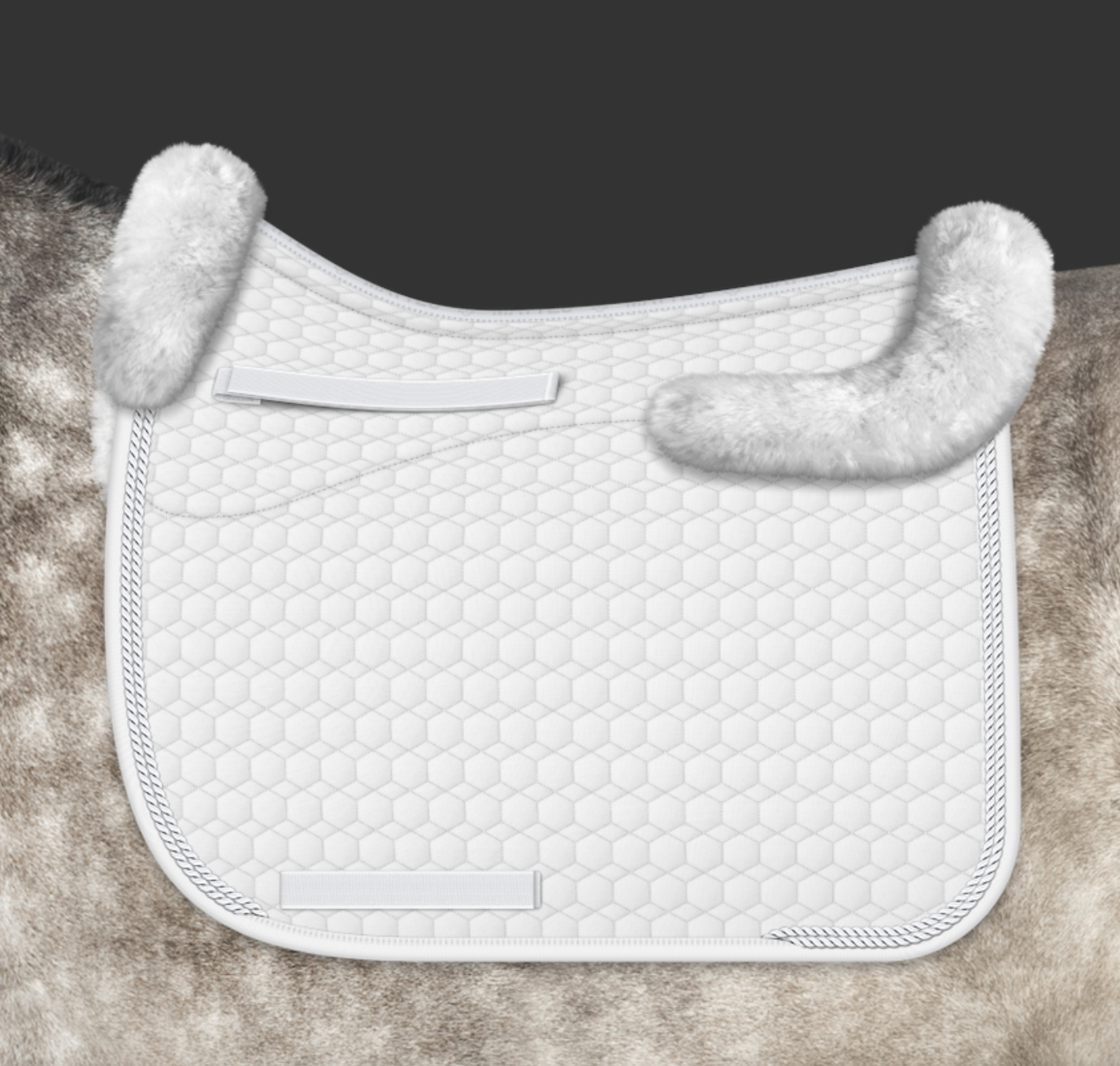 Mattes Square Medifell Dressurunderlag M. Trim - Hvid