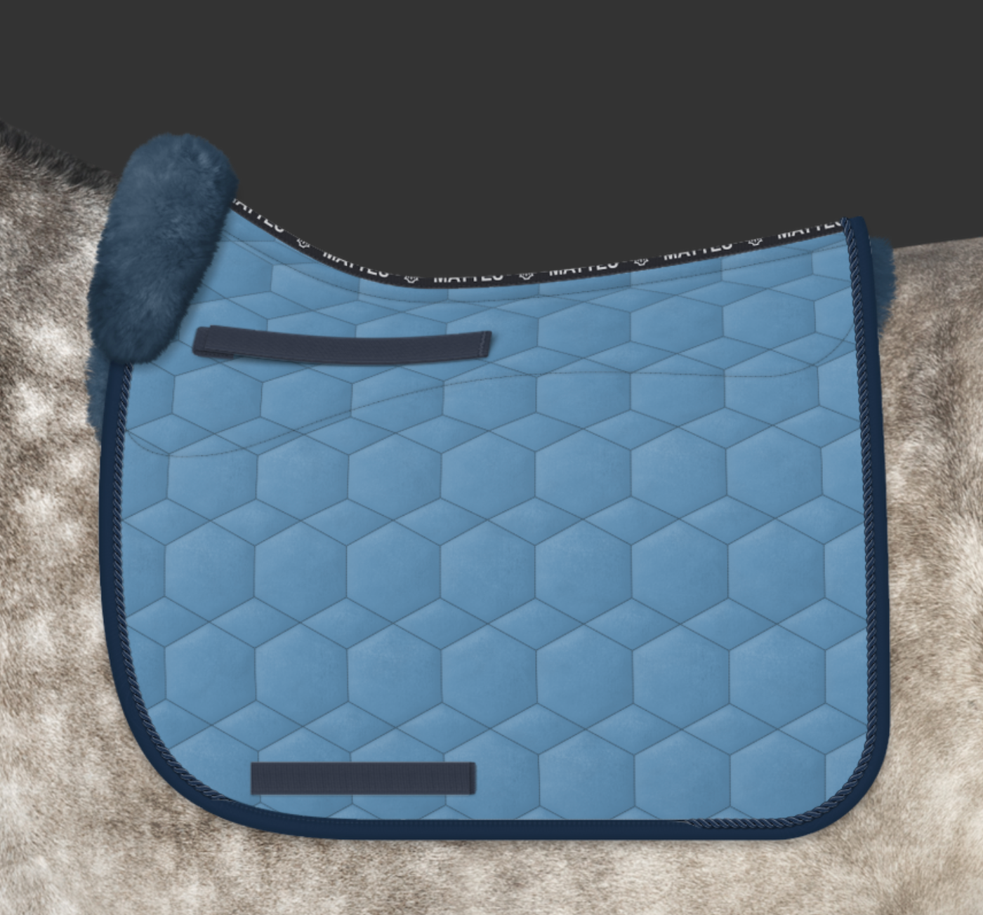 Mattes Medifell Velour Dressurunderlag M. 1 Trim - Cornet Blue