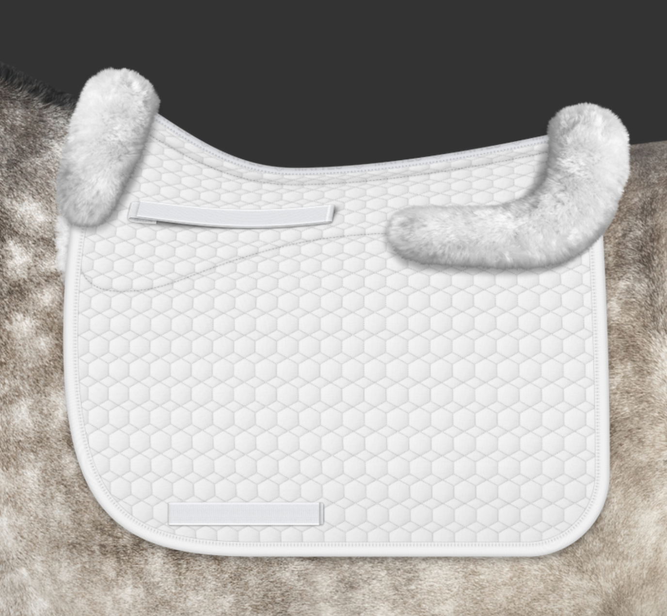 Mattes Square Medifell Dressurunderlag med Kant - Hvid/Hvid