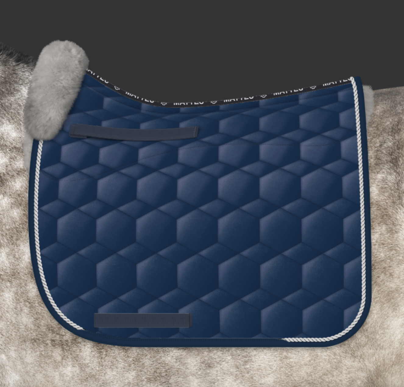 Mattes Medifell Velour Dressurunderlag M. 1 Trim - Blue/Grey