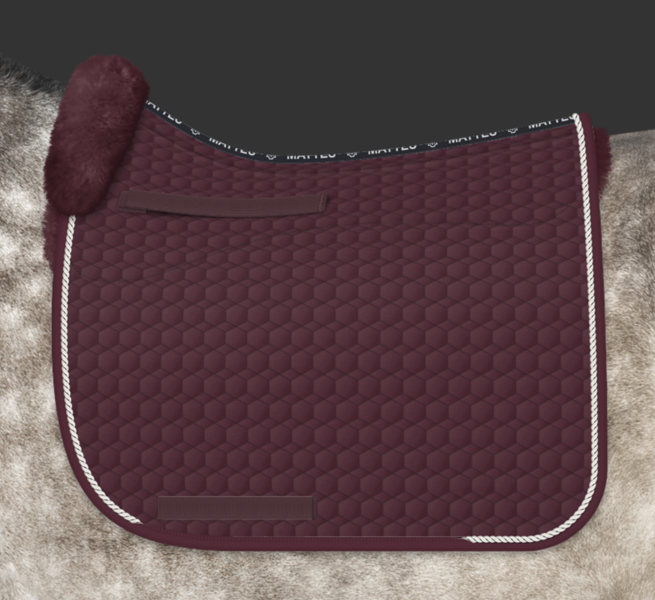 Mattes Square Medifell Dressurunderlag M. Kant Foran + 1 Trim - Blackberry/Perle