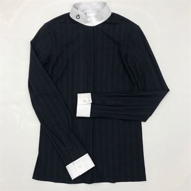 Cavalleria Toscana Embossed Stripe Stævneshirt - Navy / Hvid