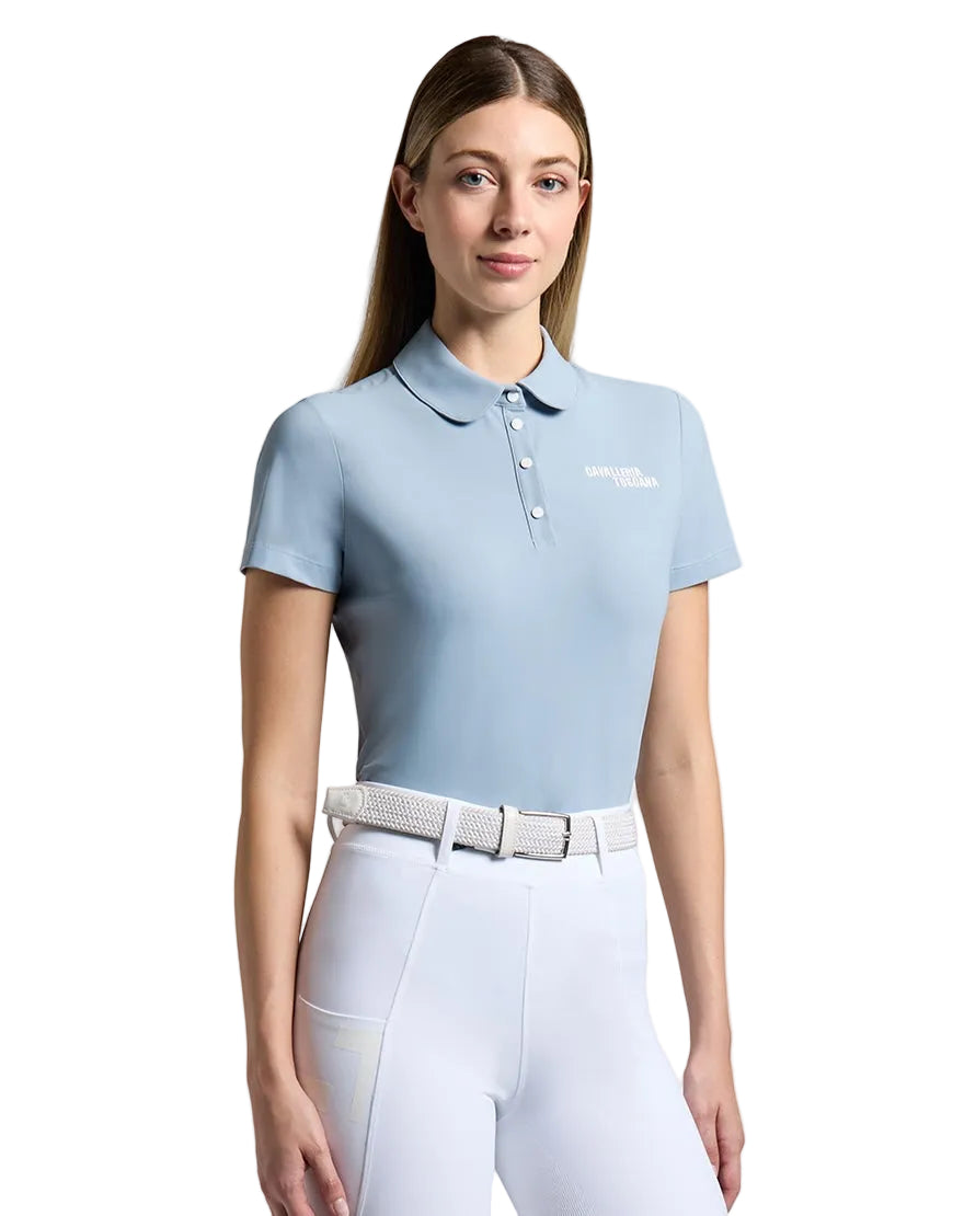 Cavalleria Toscana Jersey Pleated Polo T-Shirt - Blue Fog