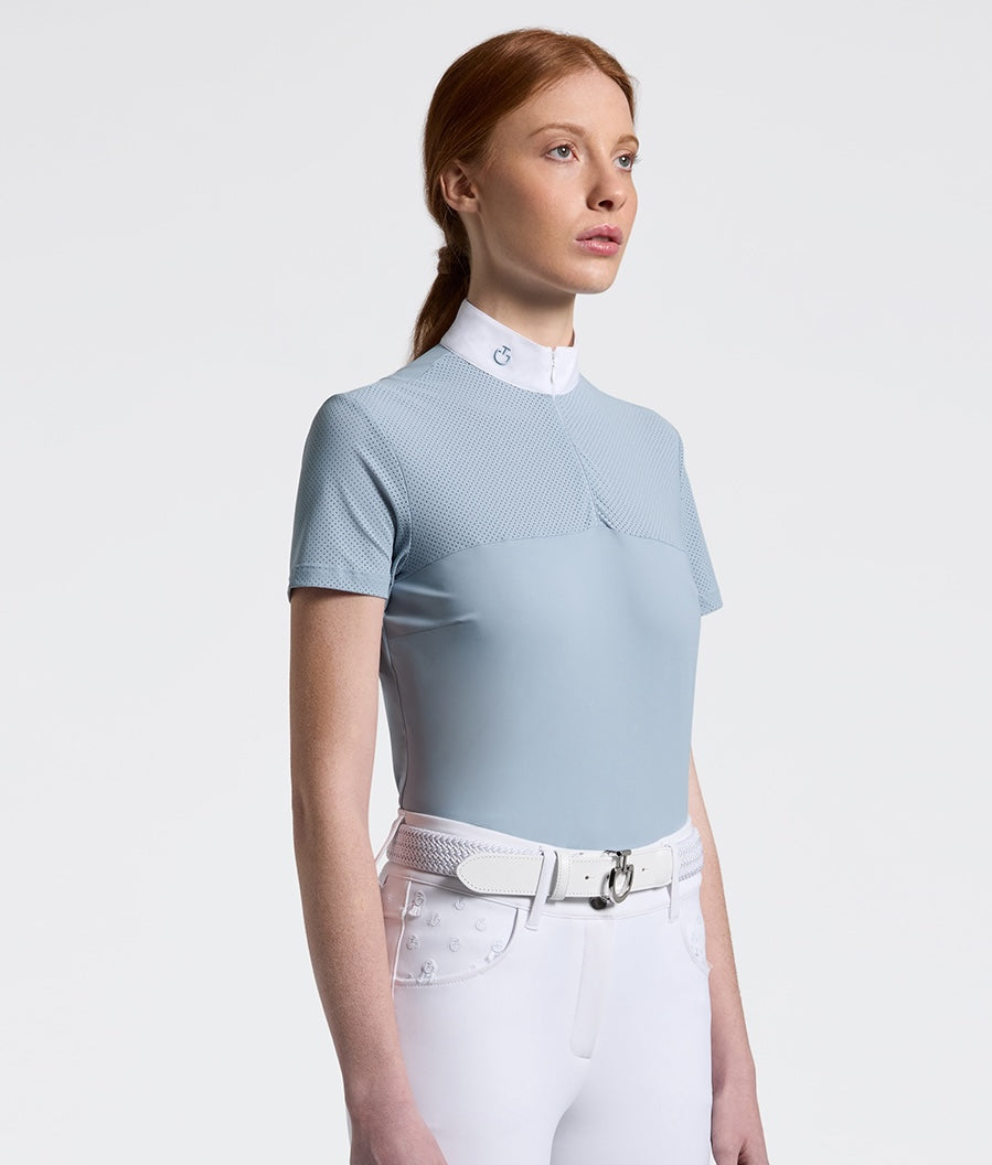 Cavalleria Toscana Perforated Stævnebluse - Blue Fog