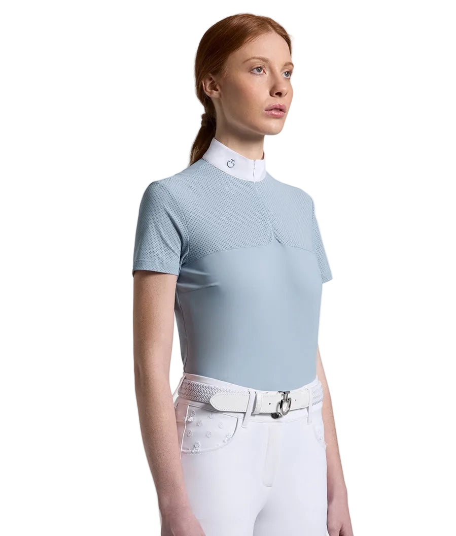 Cavalleria Toscana Perforated Stævnebluse - Blue Fog