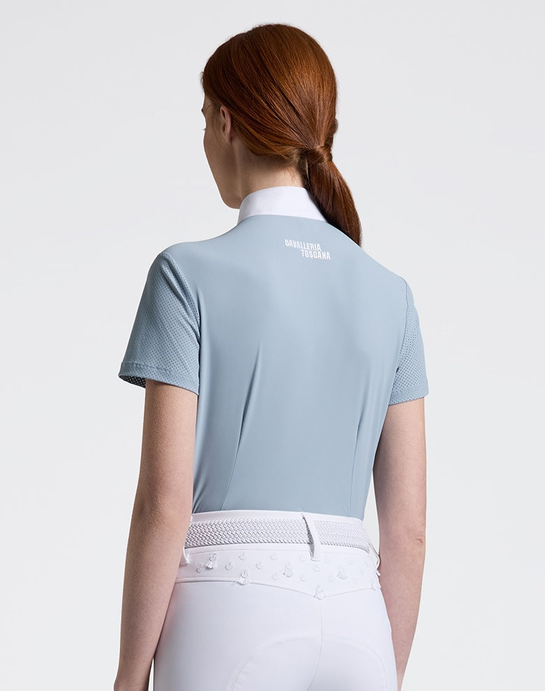 Cavalleria Toscana Perforated Stævnebluse - Blue Fog