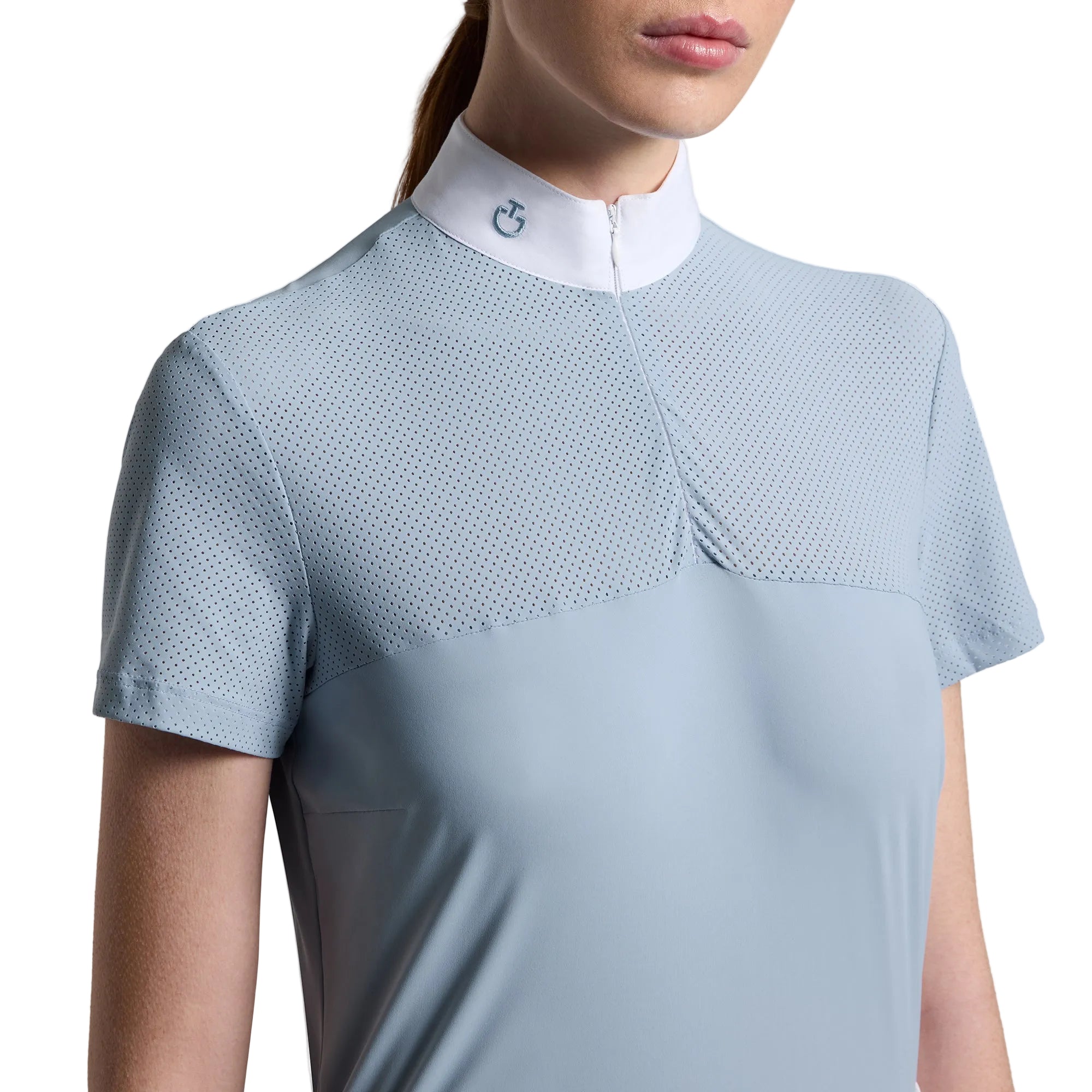 Cavalleria Toscana Perforated Stævnebluse - Blue Fog