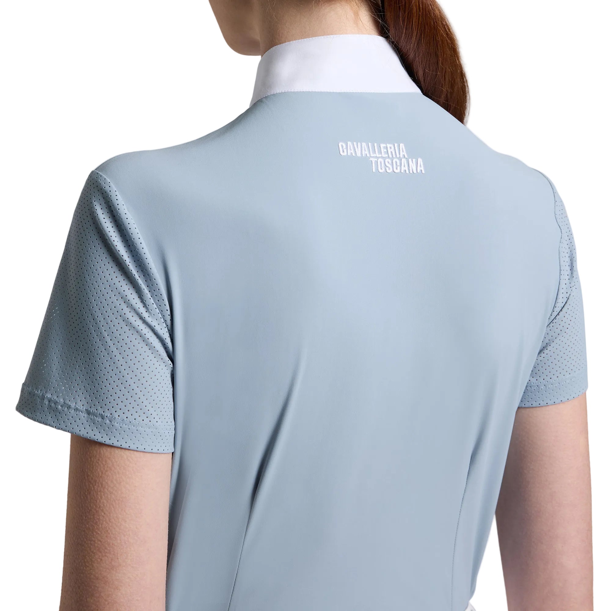 Cavalleria Toscana Perforated Stævnebluse - Blue Fog