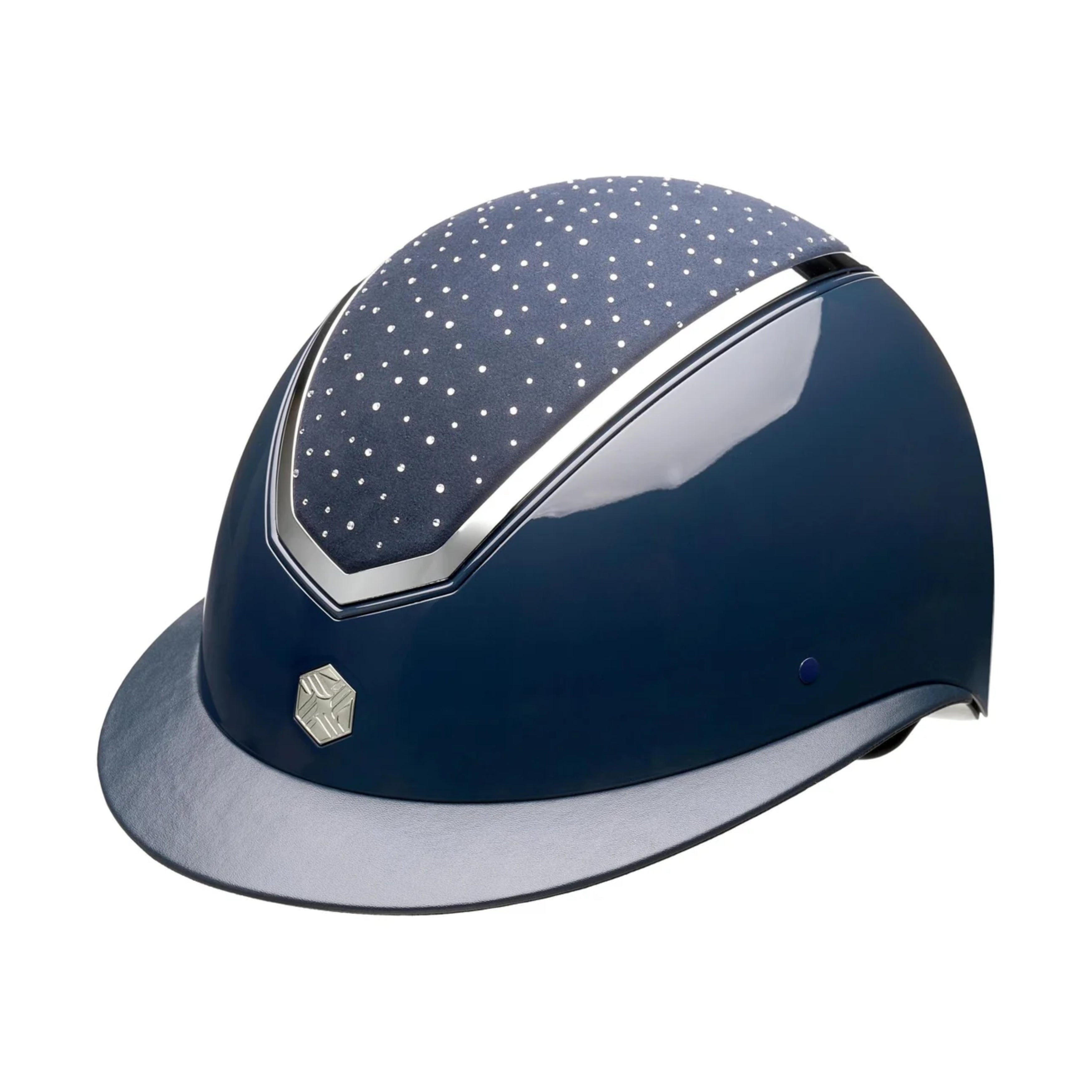 Charles Owen Kylo Glossy Ridehjelm m. Bred Skygge - Navy/Crystal