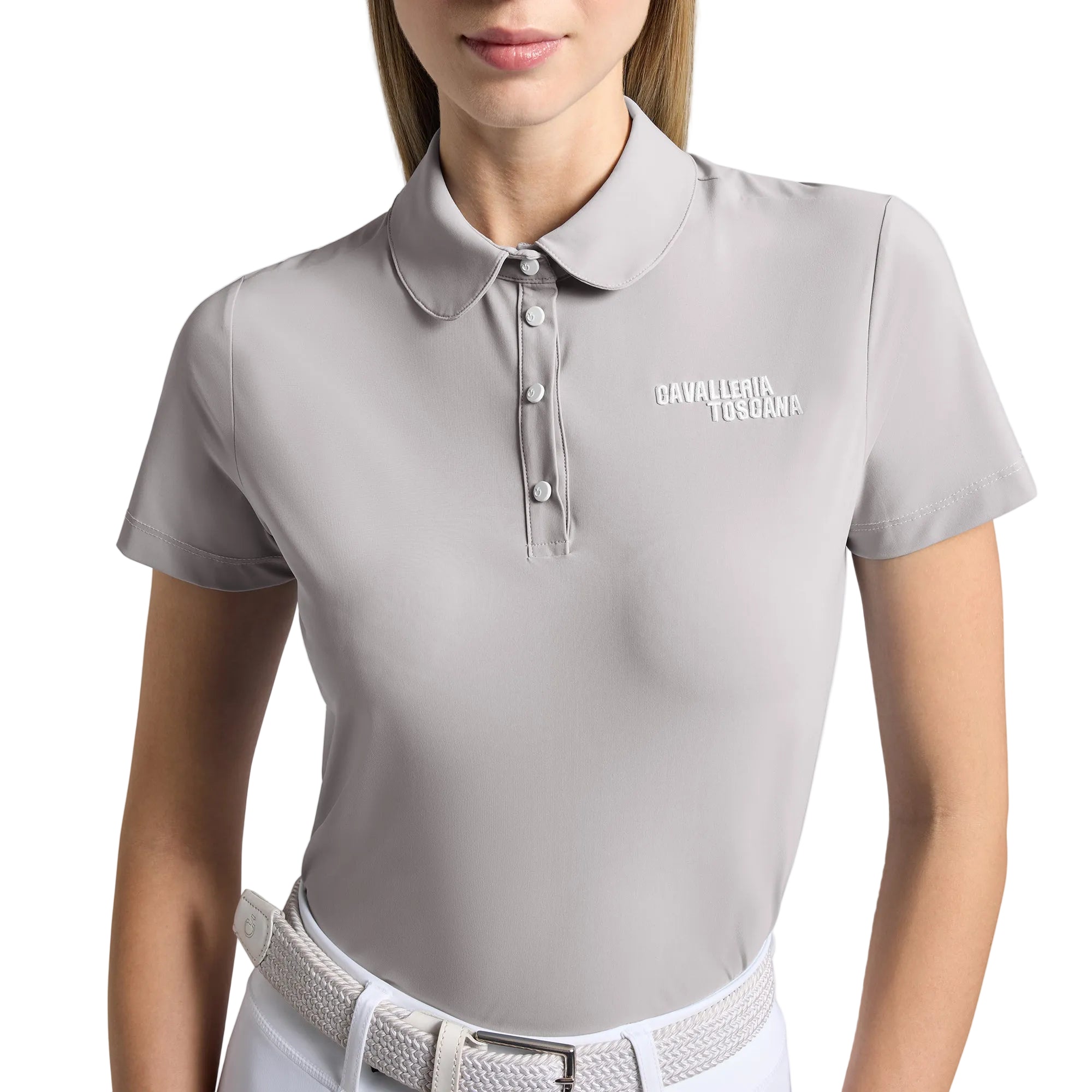 Cavalleria Toscana Jersey Pleated Polo T-Shirt - Light Grey