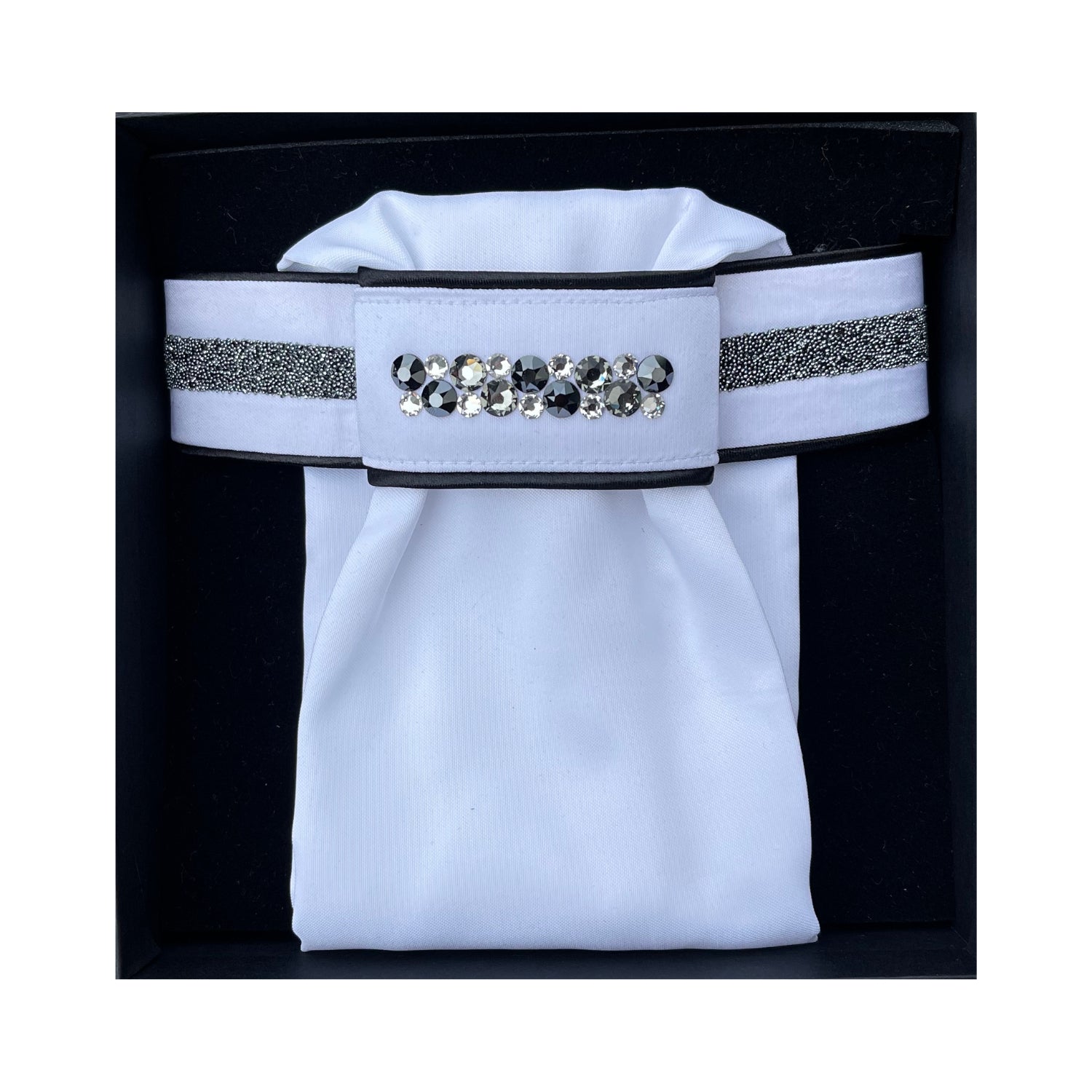 JUDI Fabric Metallic Silver Plastron Black Piping - Odessa Double