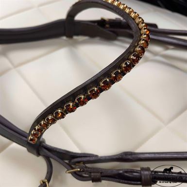 OS Bellevue Elegant Trense M. FG Nb. + Comfort Tøjle - Chocolate/Messing