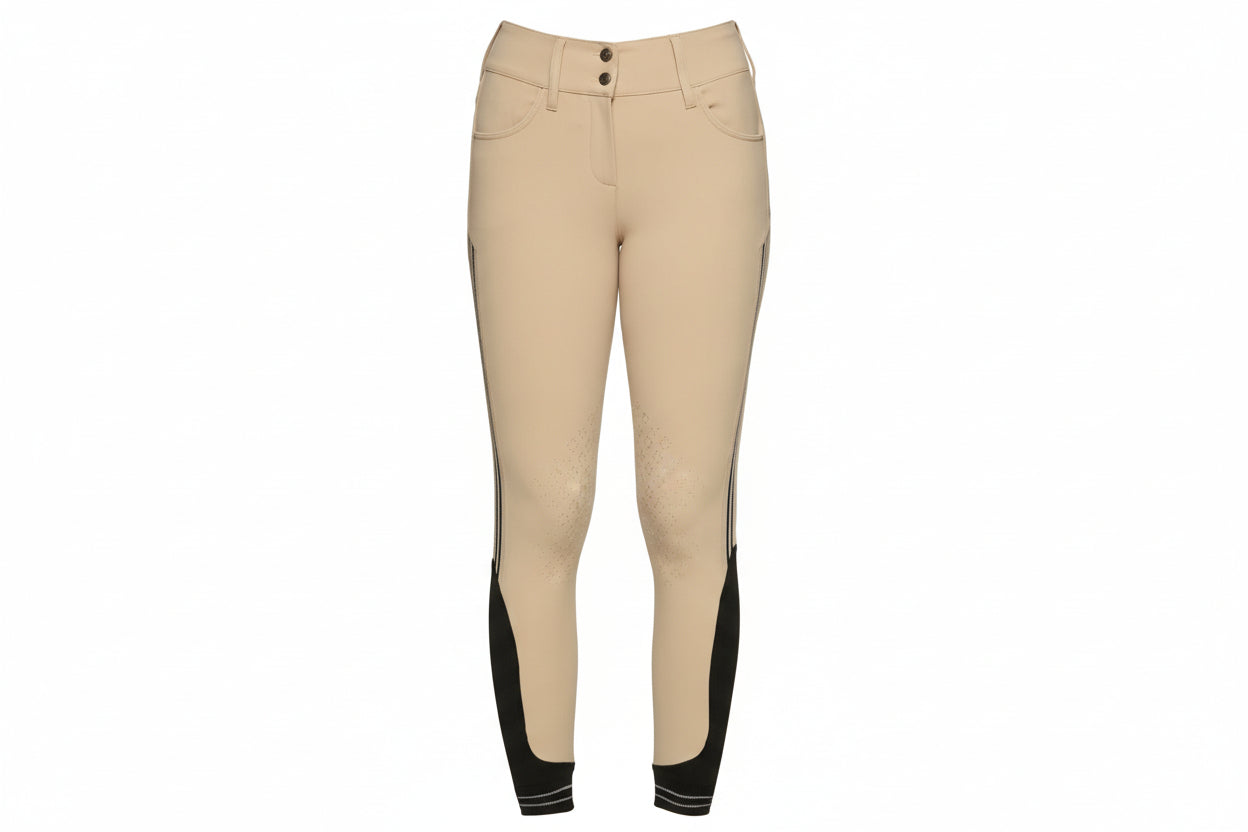 Cavalleria Toscana Embossed Strip Ridebuks M. Knægrip - Beige