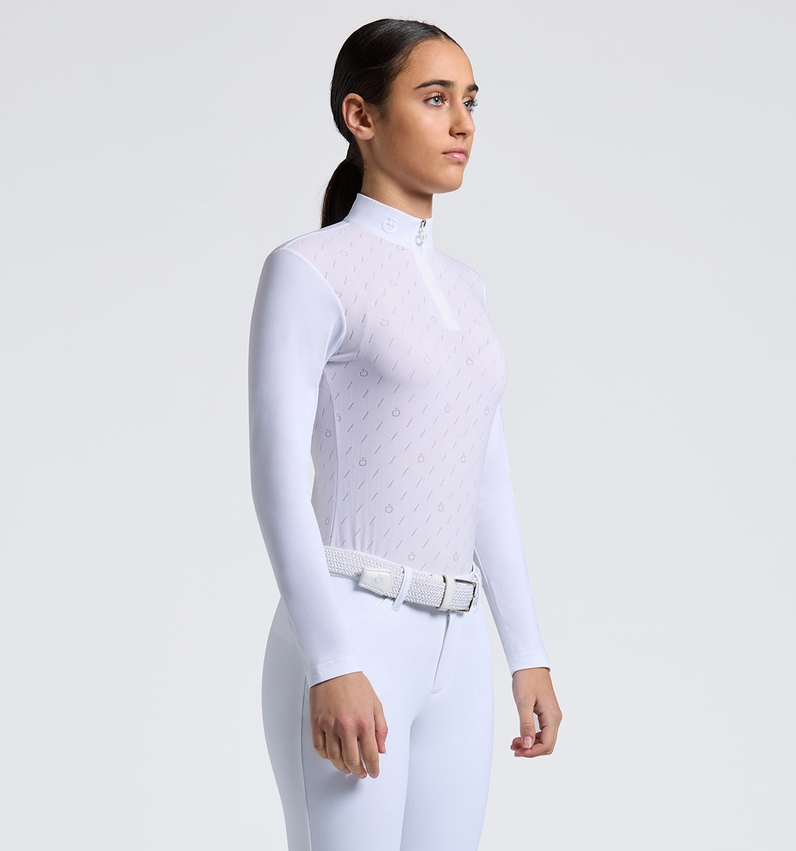 Cavalleria Toscana Jaquard Jersey Langærmet Stævnebluse - Hvid