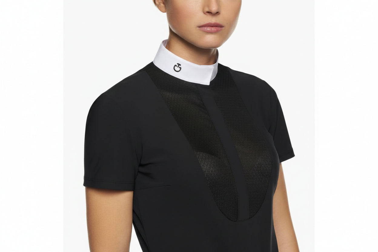 Cavalleria Toscana Lacey Drop Stævnebluse - Sort/Hvid