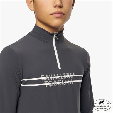 Cavalleria Toscana Printed Stripe Zip Turtleneck Junior Bluse - Grå