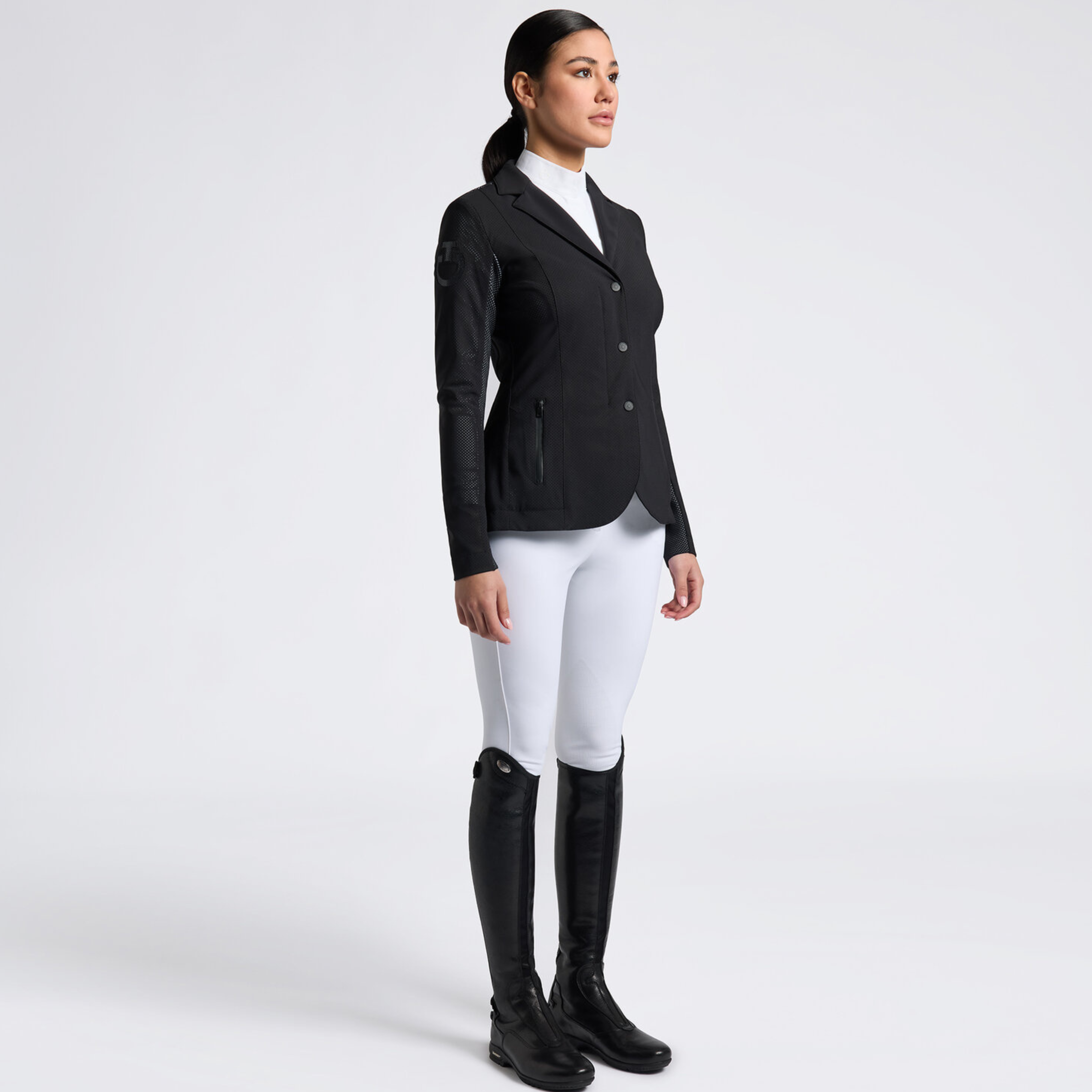 Cavalleria Toscana Revo Perforated Stævnejakke M. Knapper & Lynlås - Sort