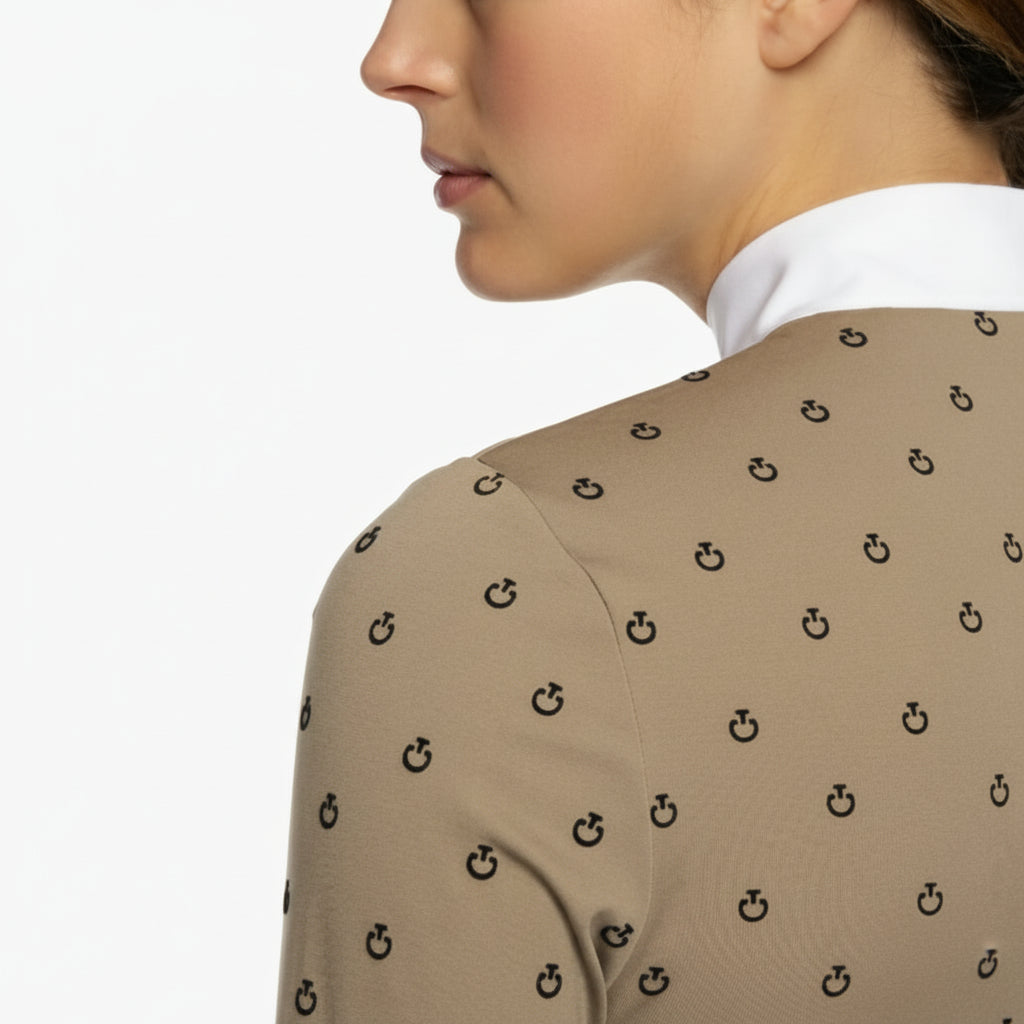 Cavalleria Toscana Mini Flock Jersey Langærmet Stævnebluse - Light Olive