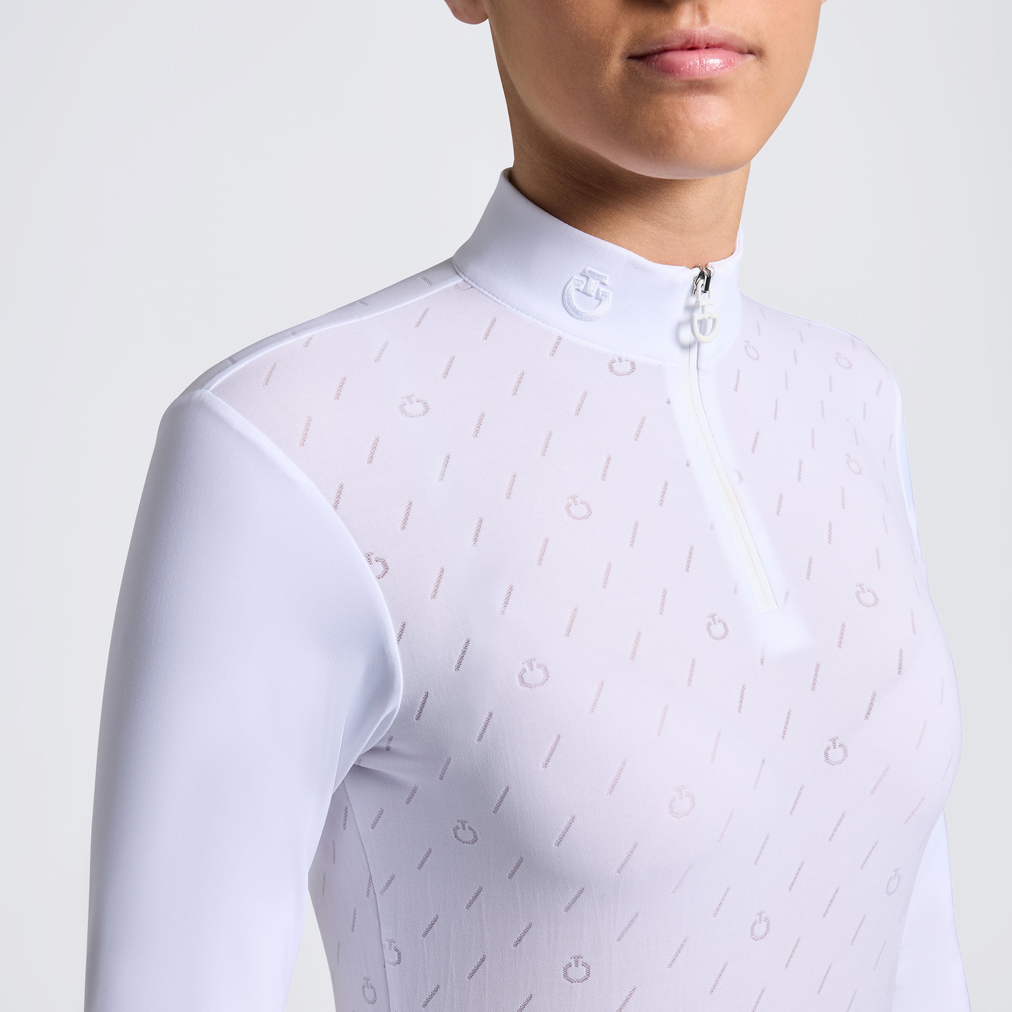 Cavalleria Toscana Jaquard Jersey Langærmet Stævnebluse - Hvid