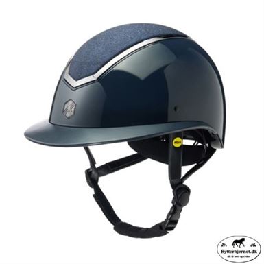 Charles Owen Kylo Glossy Mips Ridehjelm m. Bred Skygge - Navy/Sparkley Grey