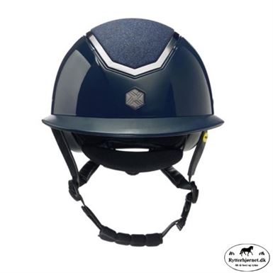 Charles Owen Kylo Glossy Mips Ridehjelm m. Bred Skygge - Navy/Sparkley Grey