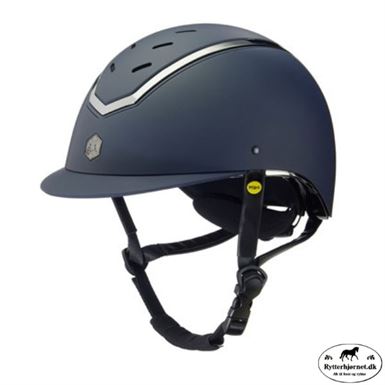 Charles Owen Kylo Mips Ridehjelm m. Bred Skygge - Navy/Shiny Grey