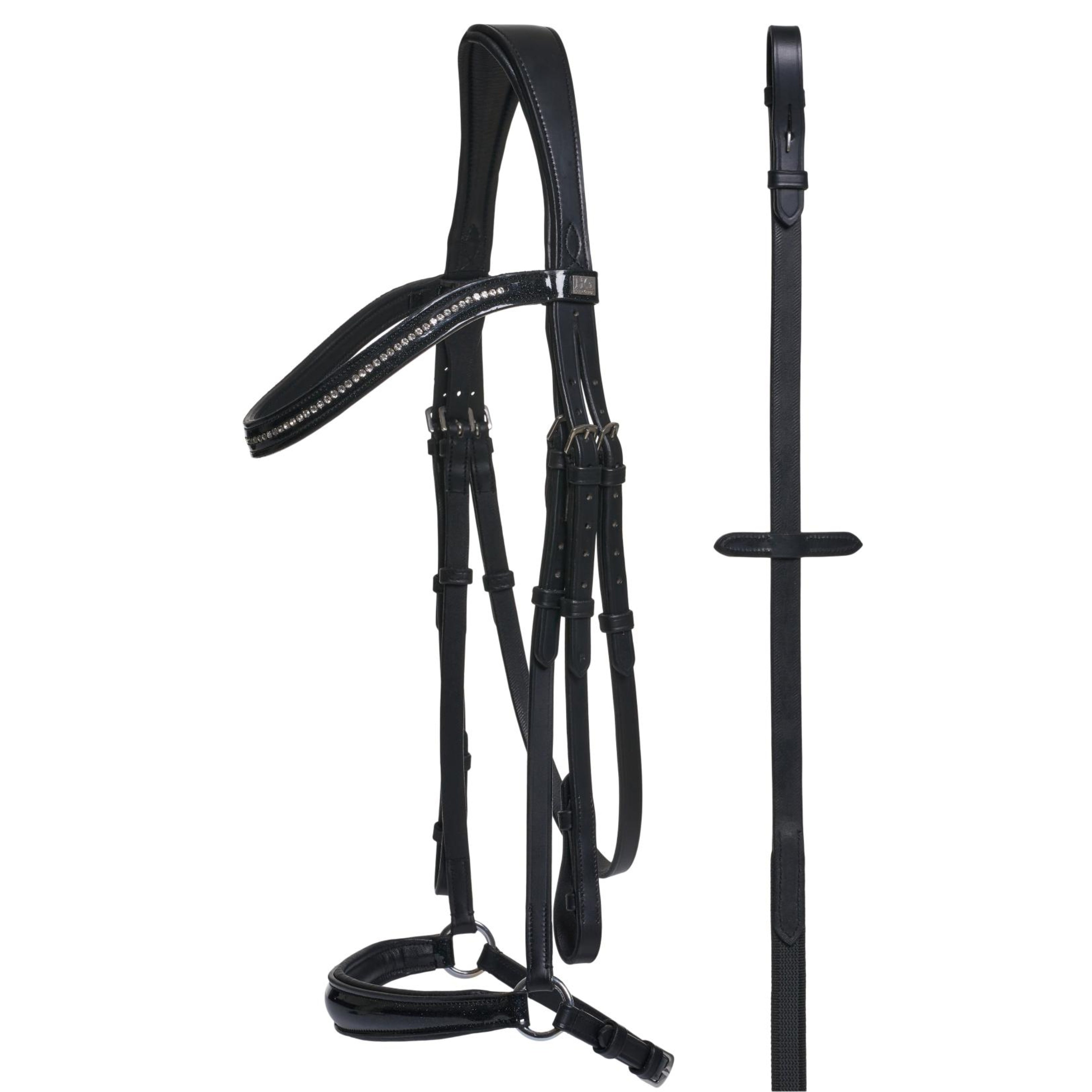 HorseGuard Crystal Trense M. Aachner Næsebånd - Sort