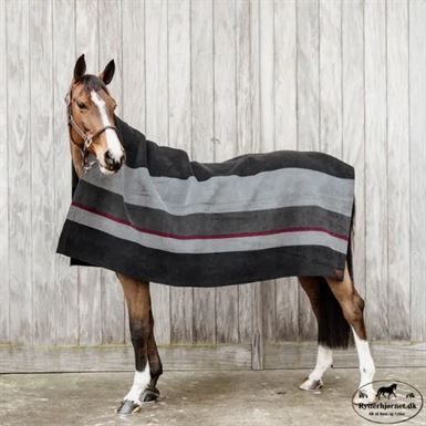 Kentucky Fleece Square Stripes Dækken 210 x 200 cm- Sort/Grå
