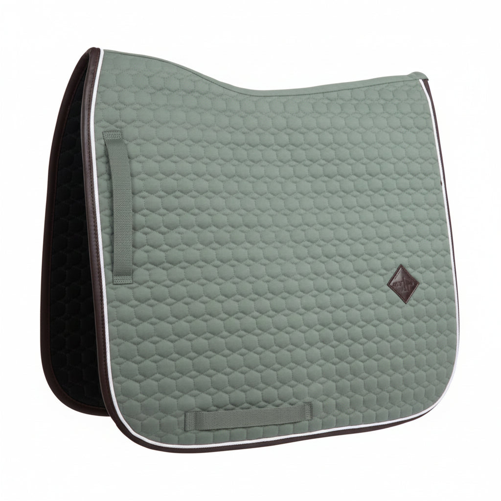 Kentucky dressurunderlag m. læderkant - Dusty green