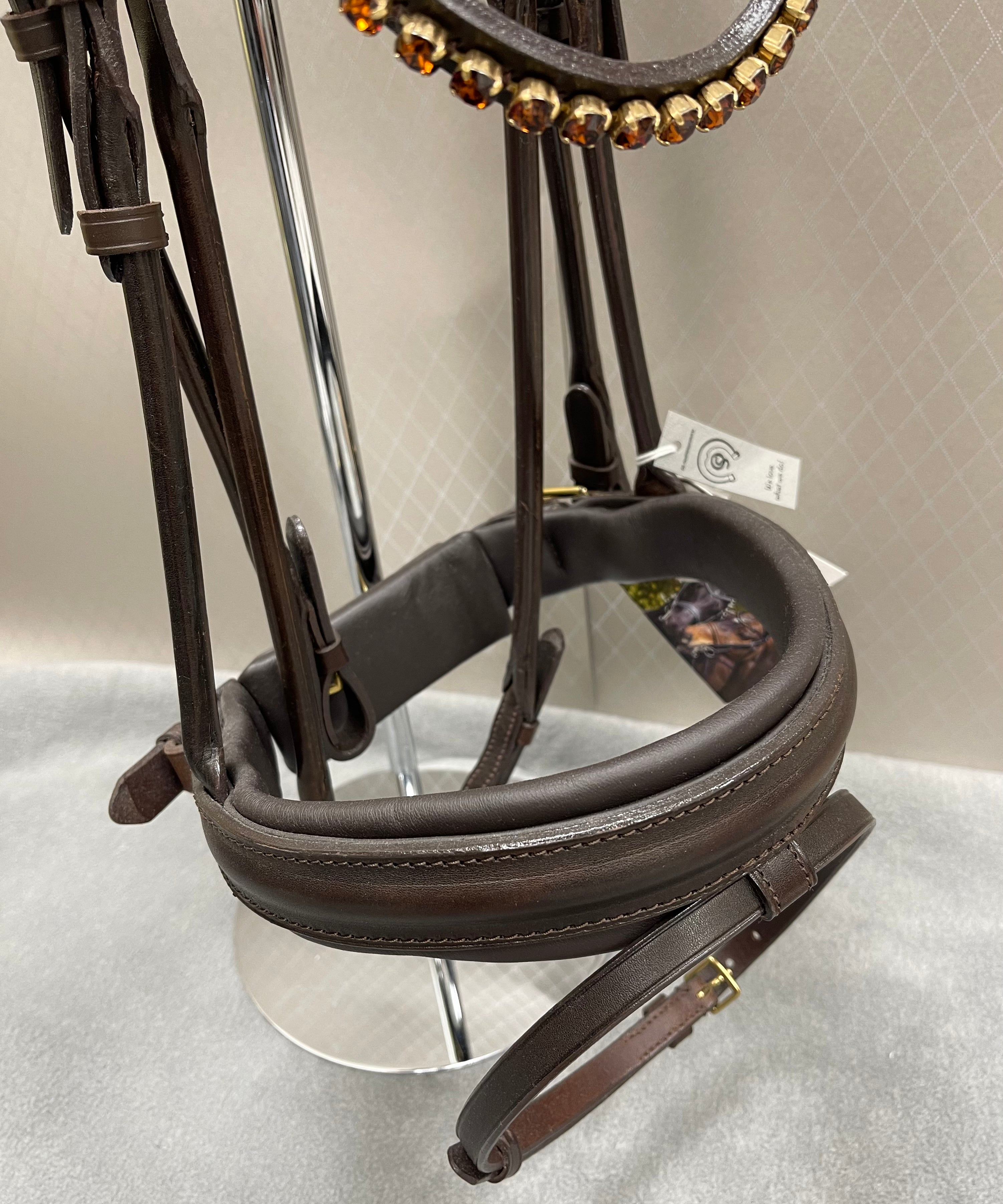 OS Bellevue Elegant Trense M. FG Nb. + Comfort Tøjle - Chocolate/Messing