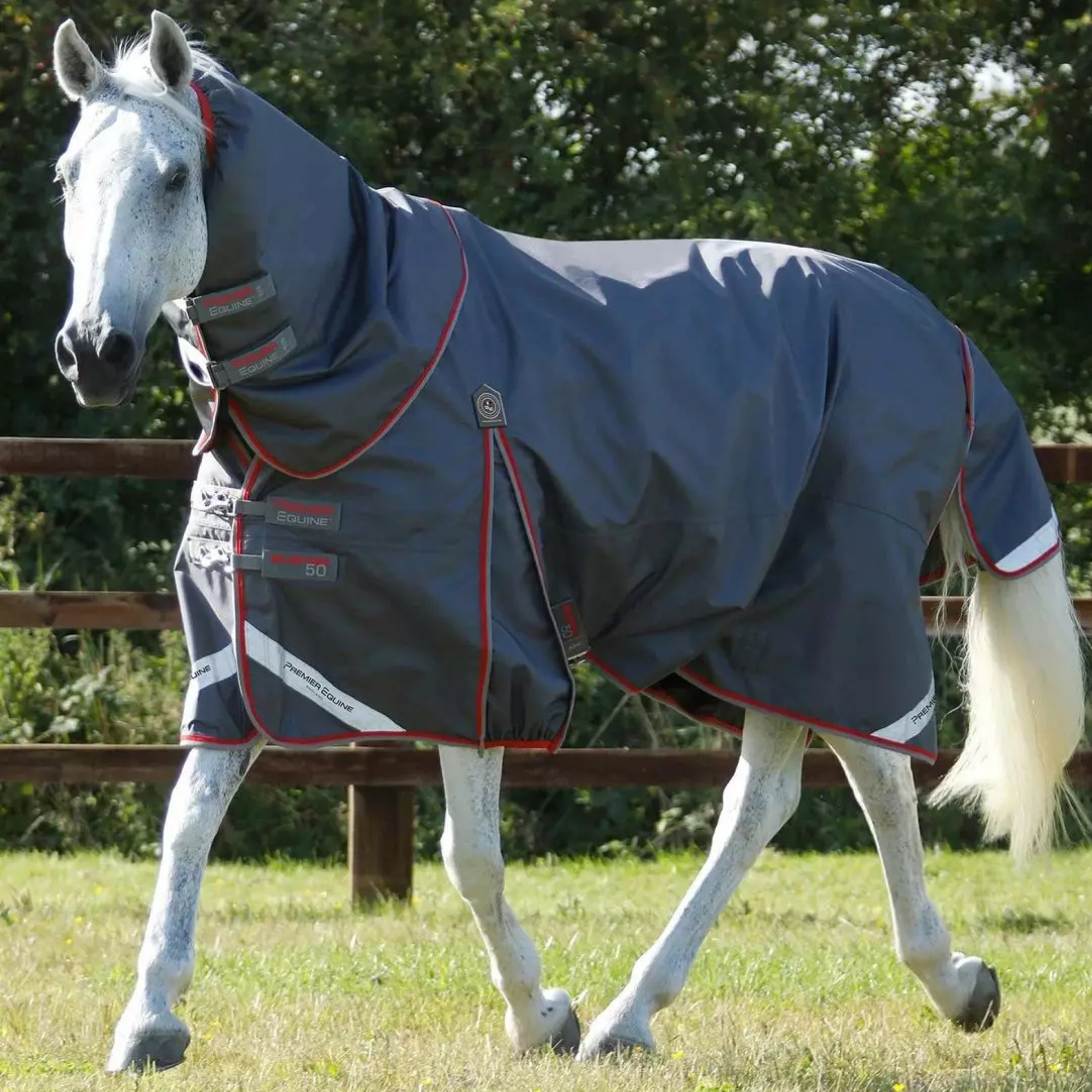 Premier Equine Buster 50 gram Dækken M. Snug Fit Hals - Grå