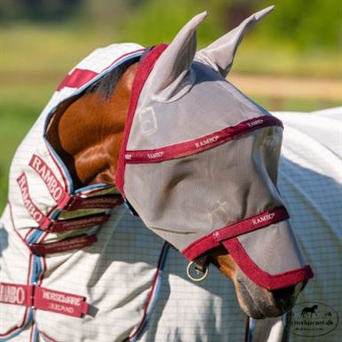 Rambo Flymask Plus - Oatmeal/Cherry